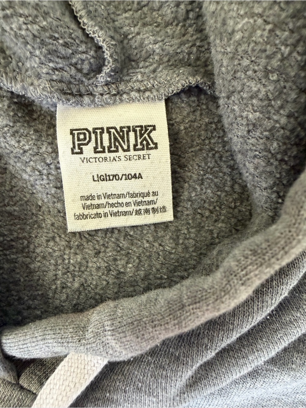 PINK Victoria's Secret 2pc Fleece Cropped Hoodie & Shorts Gray/Peach Orange M/L - Picture 4 of 10